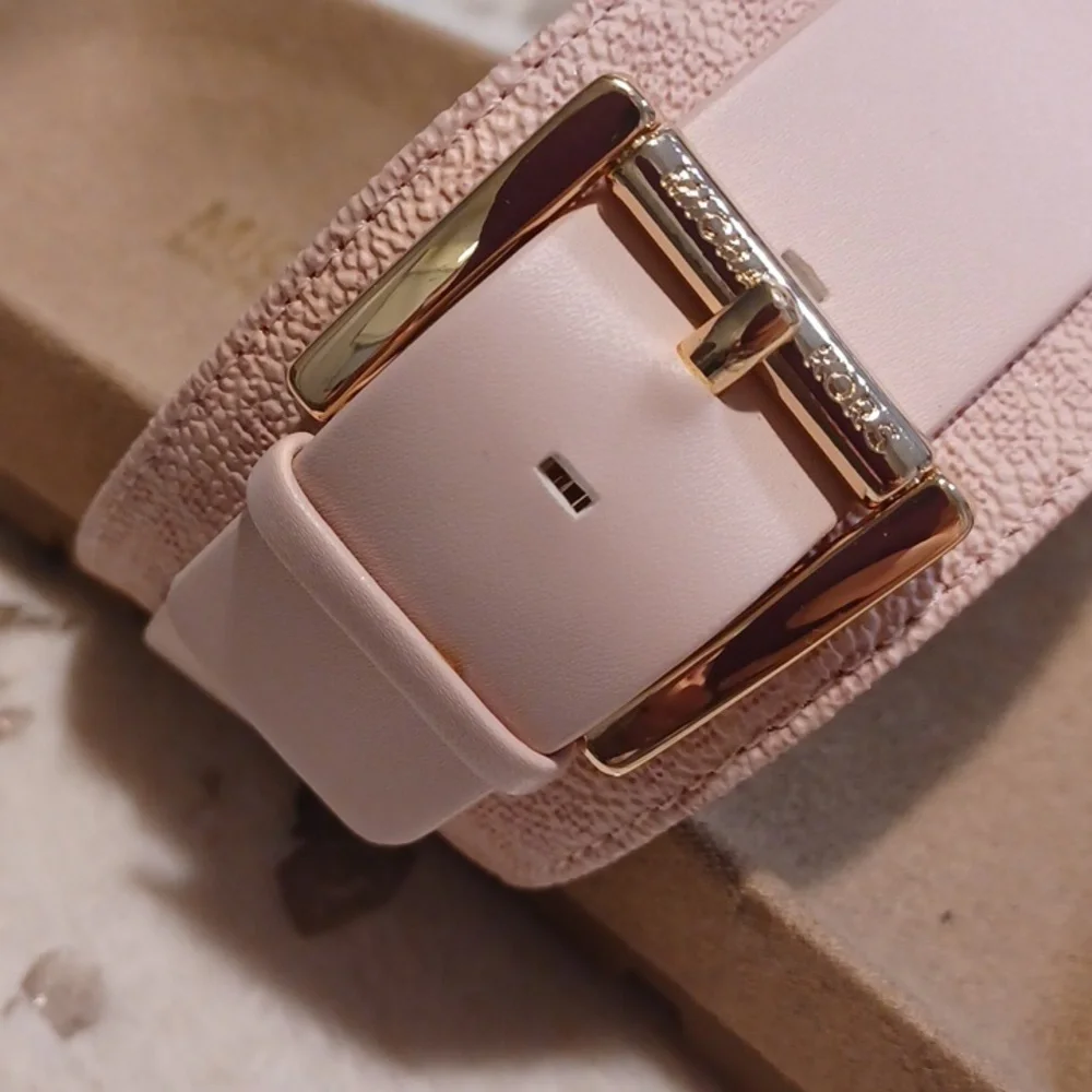 Michael Kors Blush Pink Mylah MK Signature Print Slide Sandals NEW SZ 6.5 - Picture 7 of 14